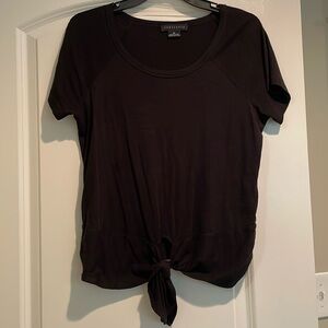 Black short sleeve Sanctuary top. Knot tie front